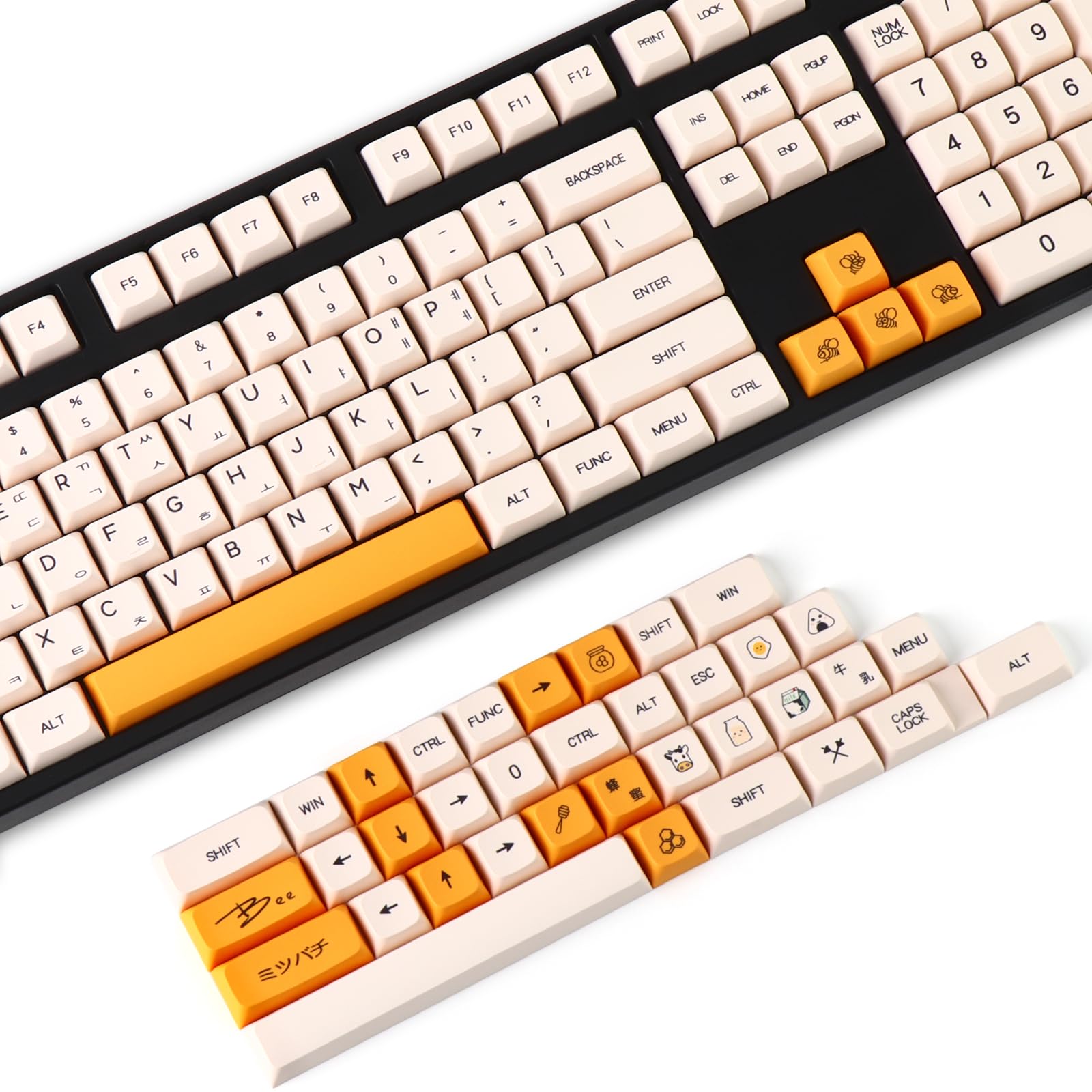 140キー ハニーミルク PBTキーキャップセット メカニカルキーボード用